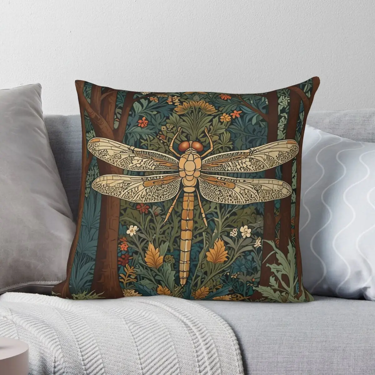 Dragonfly Woodland Garden Forest Pillowcase Polyester Linen Velvet Printed Decor Pillow Case Home Cushion Cover Wholesale 45x45