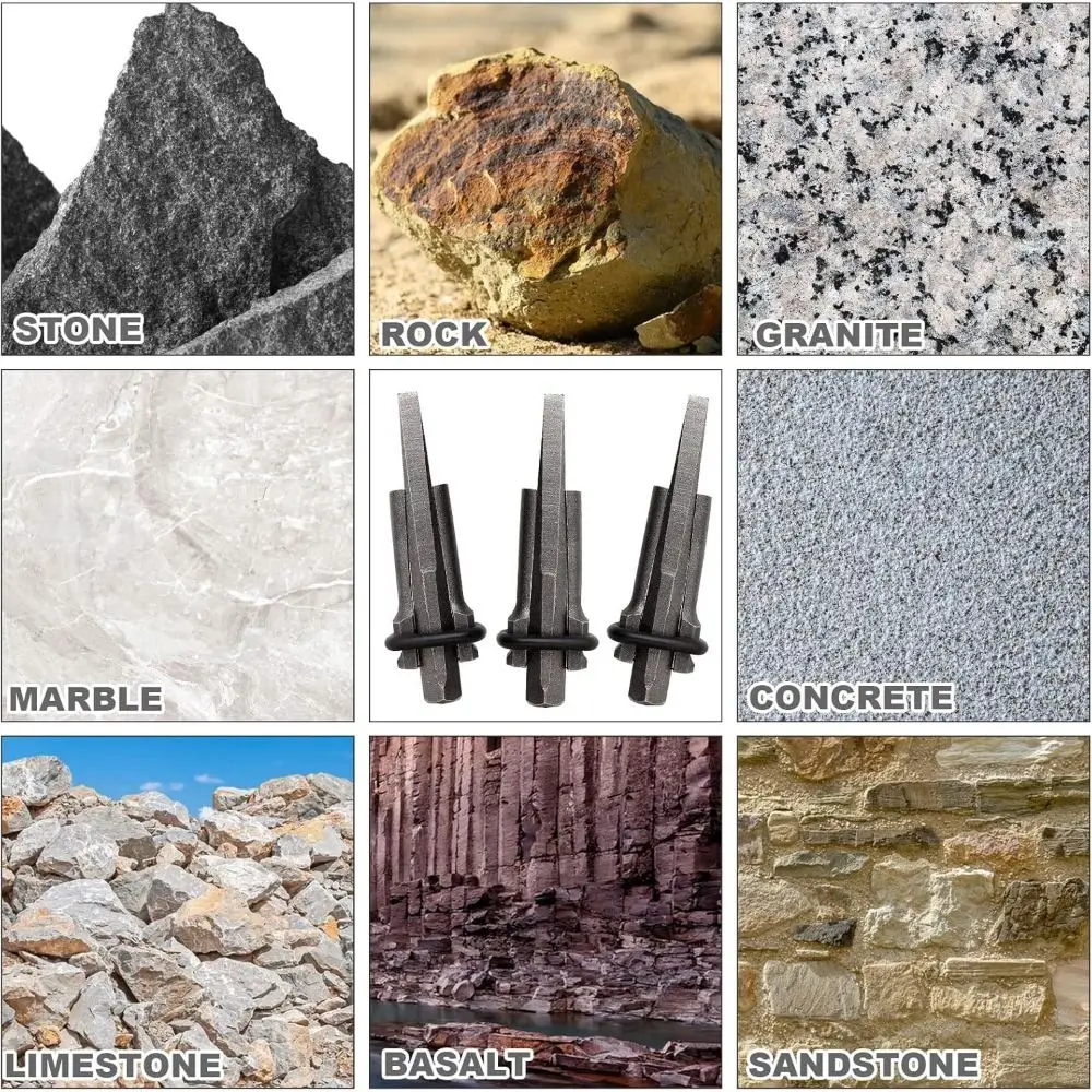 New Wedge Stone Splitter Heavy Duty Steel 16mm/18mm Stone Splitting Multipurpose Rock Splitters Rocks