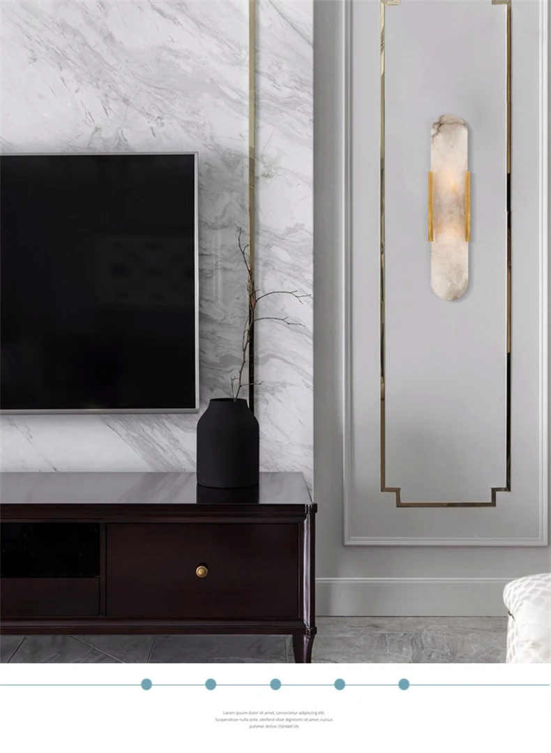 Nordic Modern High-End Marble Bedroom Bedside Lamps Living Room Wall Lighting Elegant Room Decor Marble Interior Wall Led Lights