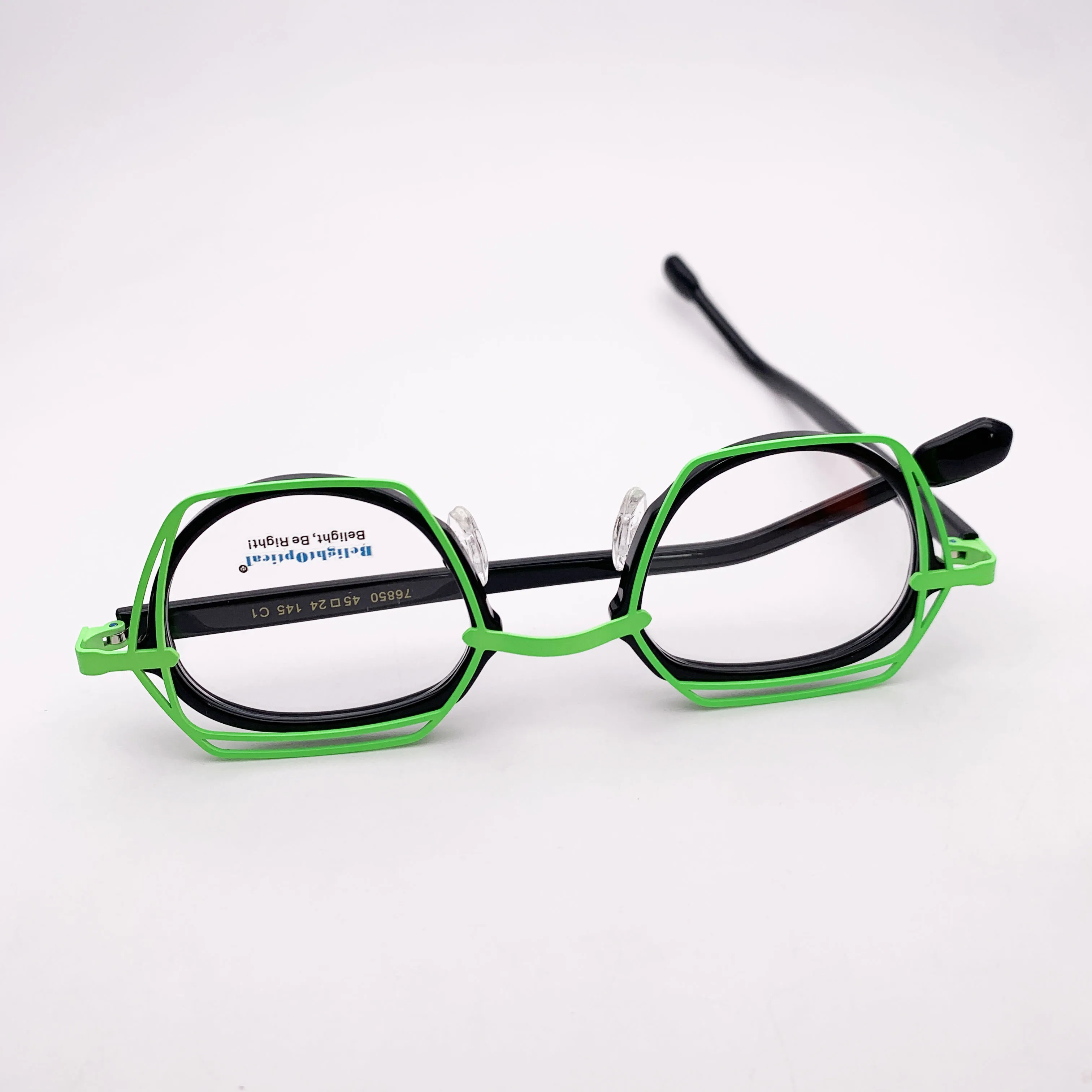 Acetate with Metal Colorful Vintage Combine Color Shape Optical Glasses Spectacle Frame Prescritpion Lens Women Style 76850