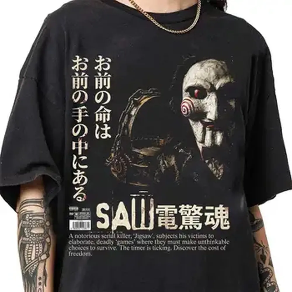 Movie Saw Horror Head Torture T-shirt For Men Women 100% Cotton T Shirts Short Sleeve Tops SAW3