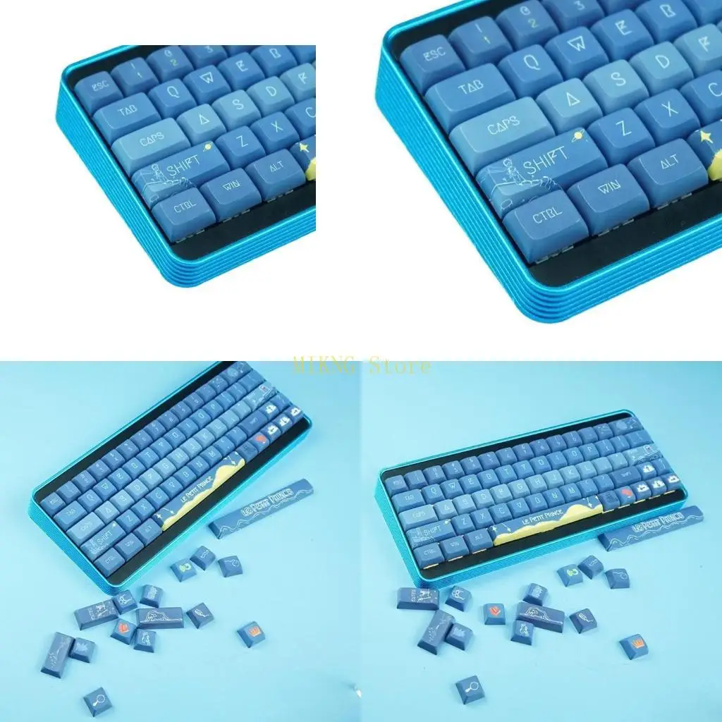 

Exquisite 128 Keys Blue Swim Keycap Set XDA Profile PBT 5-Sided Sublimation ​Keycaps DIY Mechanical Keyboards Keycap best sale
