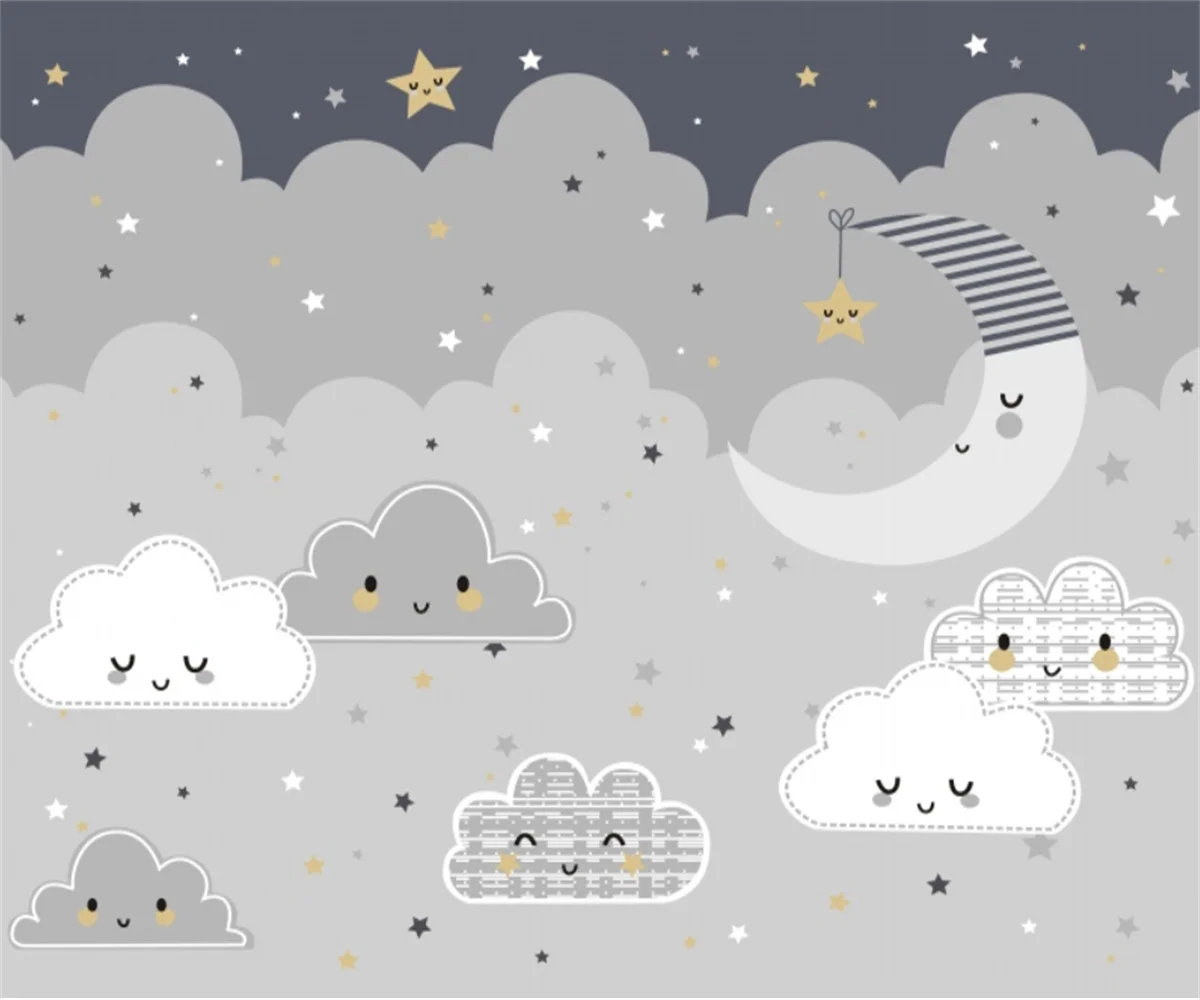 

Скандинавские обои с героями мультфильмов на заказ, ручная роспись, цветной воздушный шар, маленькое животное, облако, детская комната, фон, настенные обои