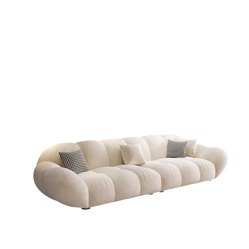French Cloud Cream Wind Petal Sofa Simple And Modern Straight Row Small Apartment Puff Skin Feeling Living Room B & B