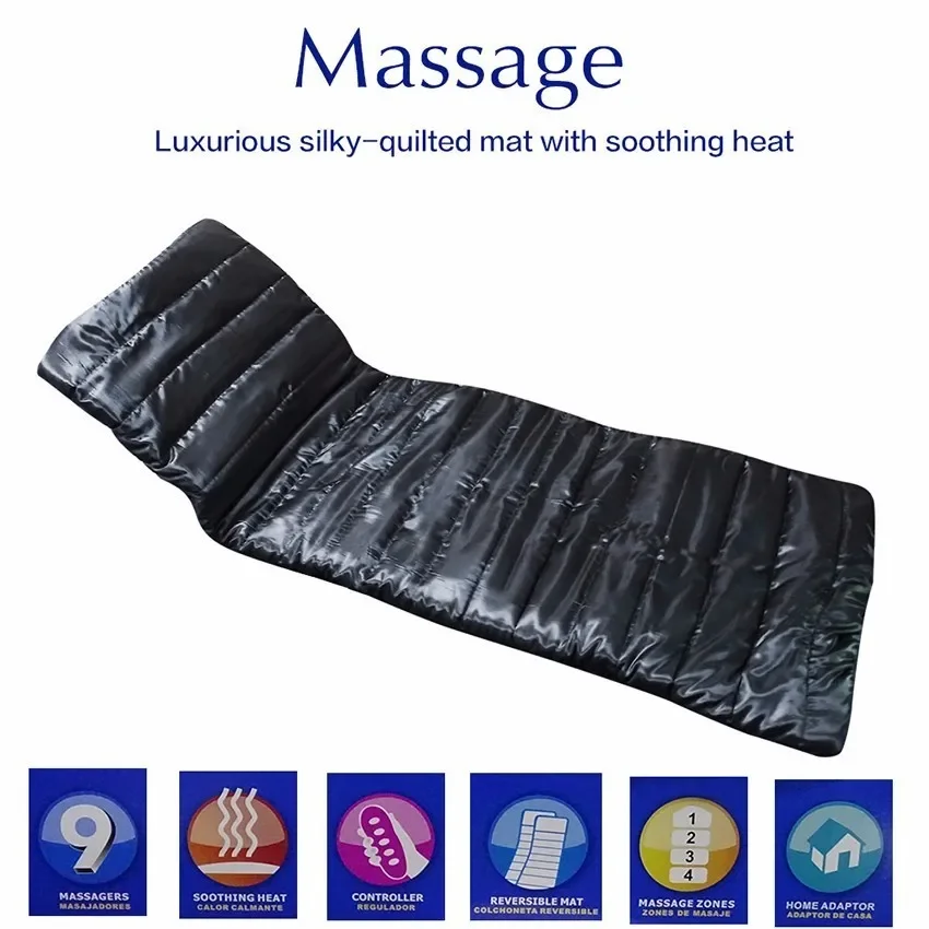 Back Massage Vibration Massager Mat with Heat Body Shiatsu Neck Massager Warming Bed Vibrating Pad Cushion Shoulder Pain Relief