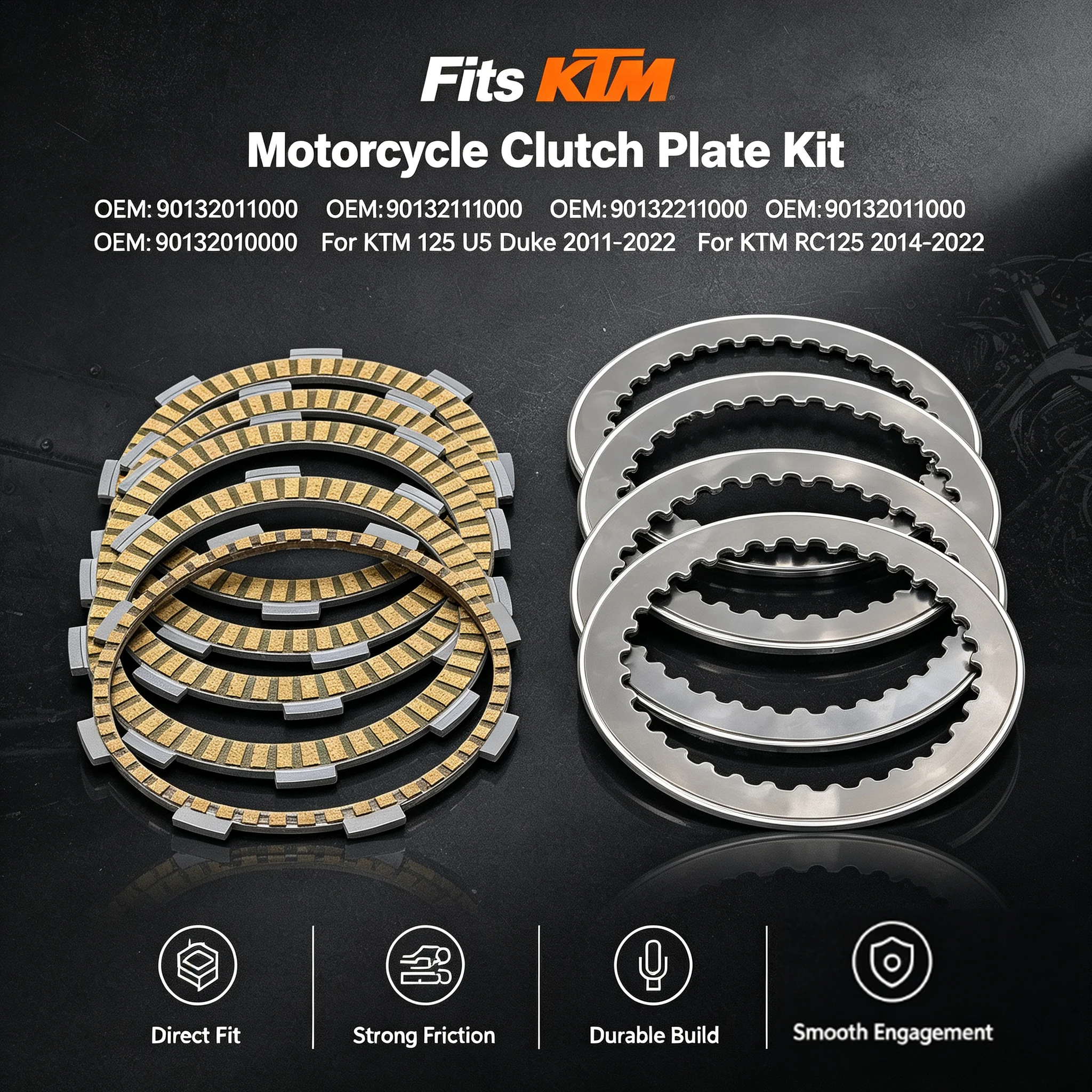90132011000 Clutch Friction Plates Disc Set For KTM 125 Duke RC125 Motorcycle Accessories OEM:90132111000 90132211000 Parts
