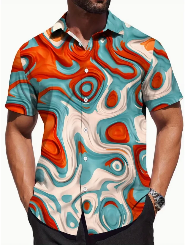Men's Shirt Short Sleeve Hawaiian Casual Printed Button Shirt Summer Beach Shirt Camping Shirt Short Sleeve Men's Formal Shirts