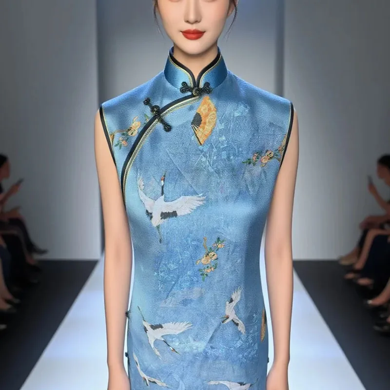 

High Quality Ramie Fabric, Digital Printed Oil Painting Design, Pure & Breathable for DIY Dresses, Shirts, Cheongsam, Hanfu