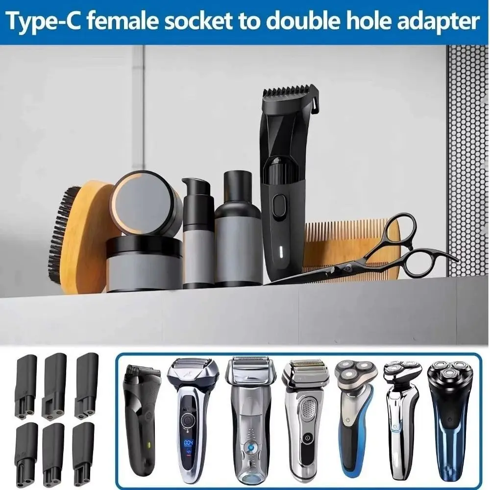6 PCS USB Type C Female Shaving Type-C Charger Adapter 2.35mm Two-Hole Shaving Power Adapter 1.8mm Shaving Charging Adapter