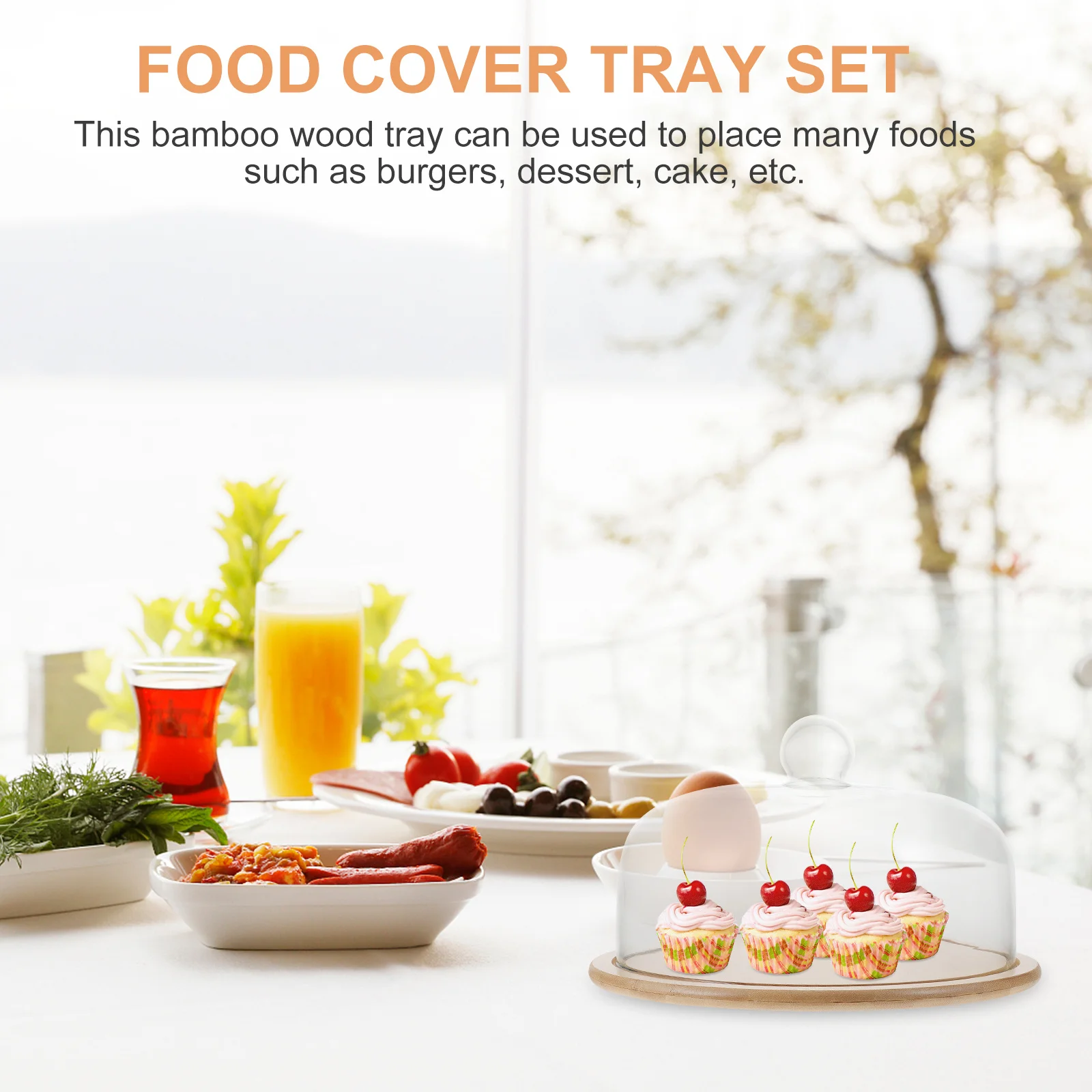 

1 Set Cake Glass Premium Glass Food Transparent Dessert Tray Cover Set Birthday Party Kitchen Serving Platter