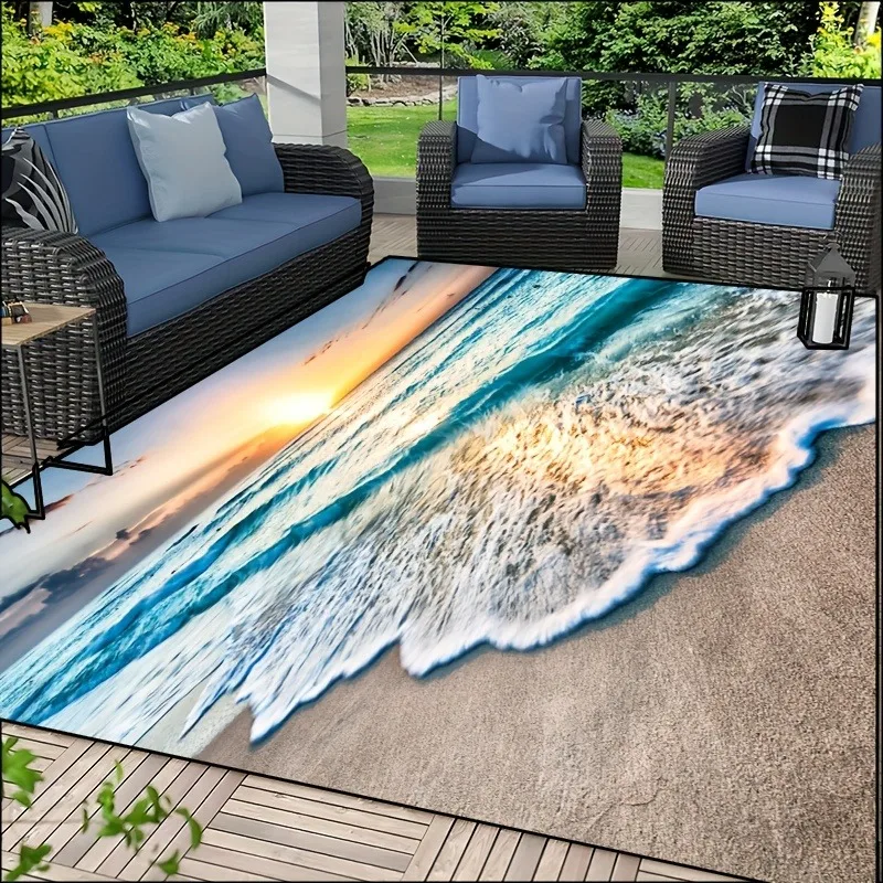 Coastal Beach Sea Style Mat Carpets for Living Room Children's Bedroom Living Room Anti Slip Crawling Rug Living Room Decoration