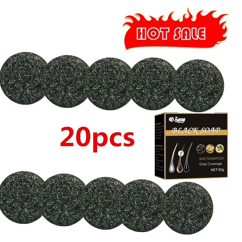 

20xBlack Shampoo Soap For Grey Hair Hair Nourishing Shampoo Soap Black Shampoo Soap Regrow Hair Bar Gray White Color Dye For Men