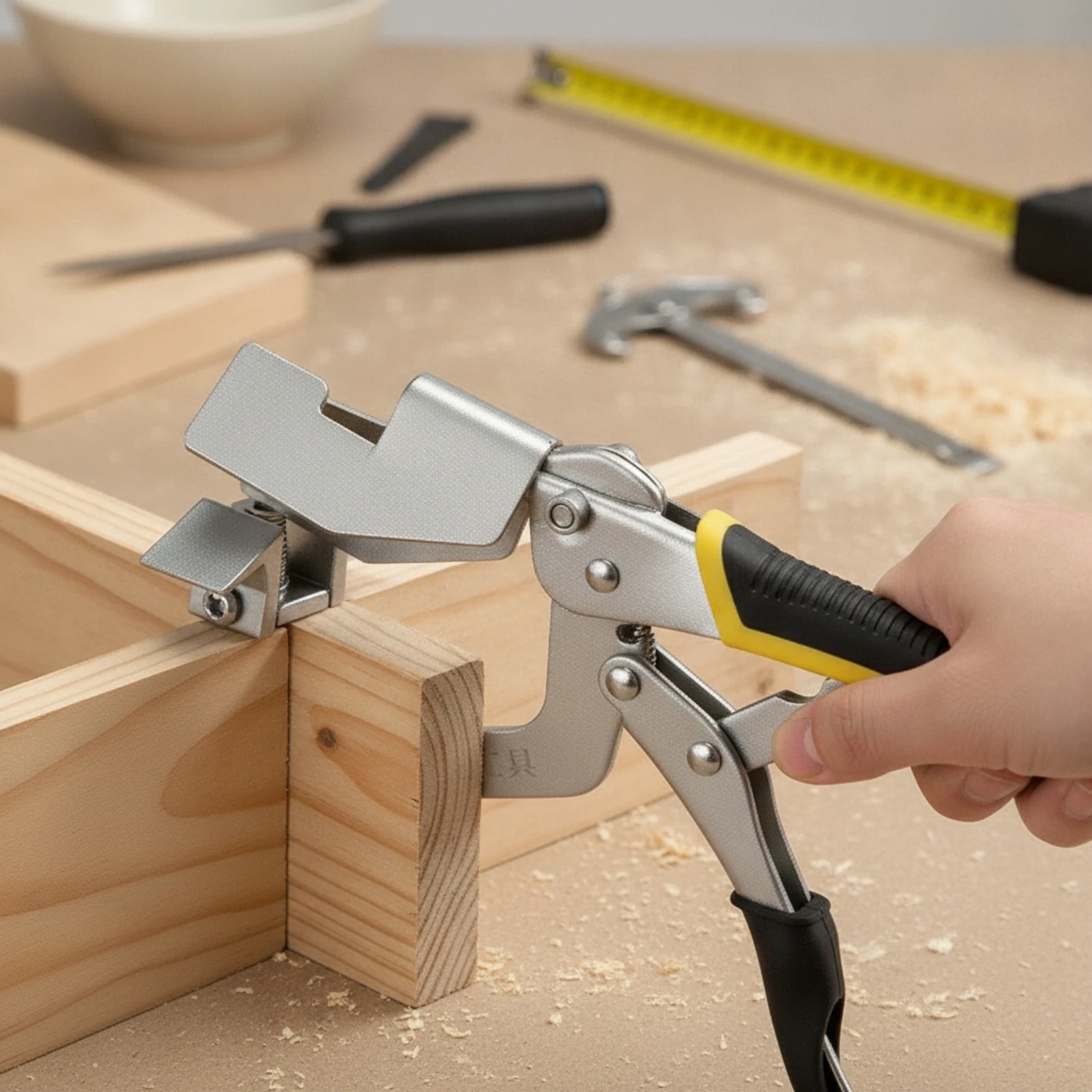 Corner Clamp with Spring-Loaded Lever Quick-Clamping 90-Degree Clamp with Screw Adjustment Hand Tool Easy to Use Tools