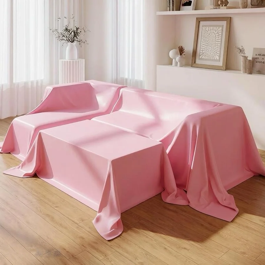 Pink Sofa Thin Plastic PVC Cover Waterproof Sofa Cover Dustproof Moisture-Proof Easy Clean High Quality Sofa Cover Anti Fouling