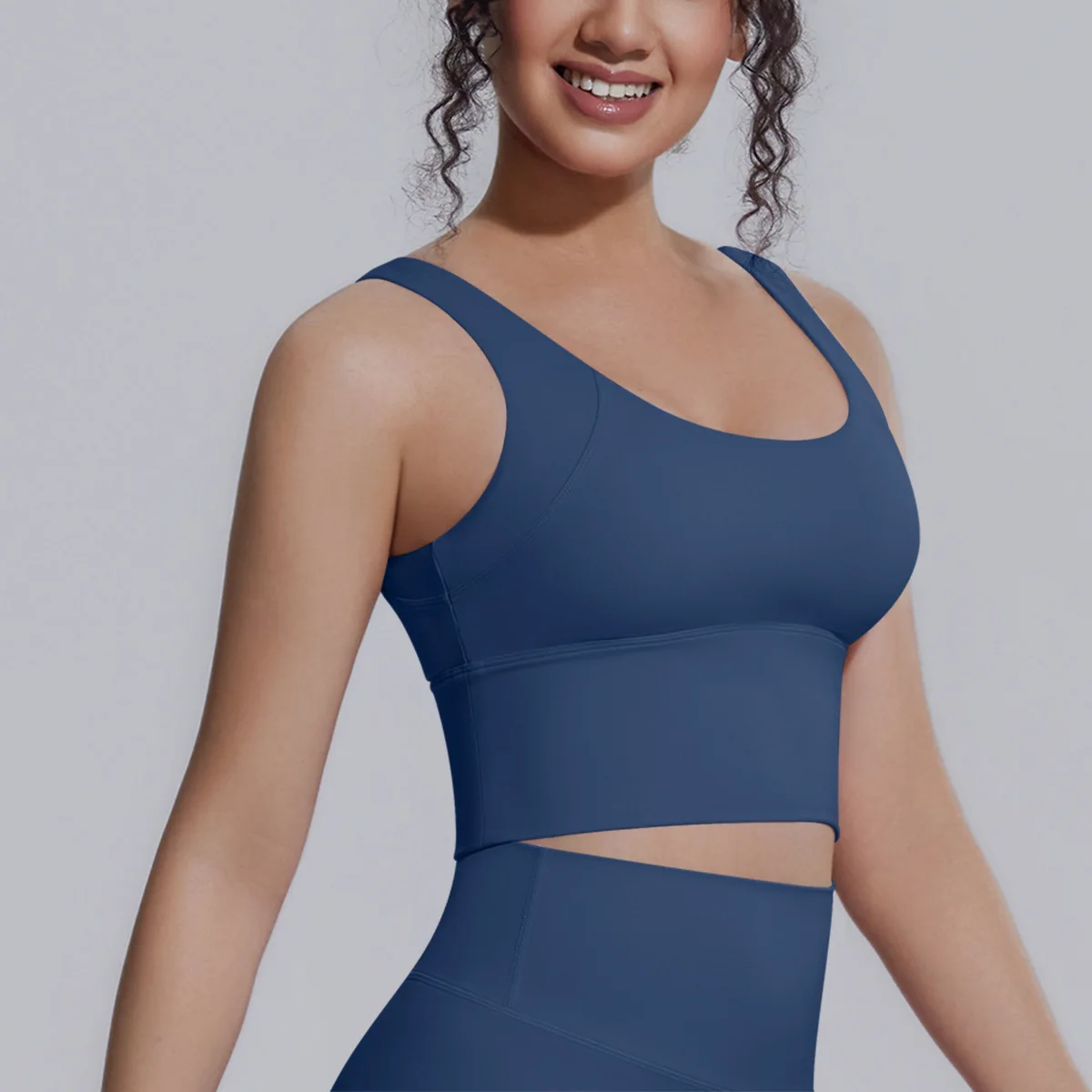 U Neck V Back Push Up Sports Bra Wide Strap Crop Tank Top Fitness Running Workout Gym Shockproof Yoga Underwear Athletic Vest