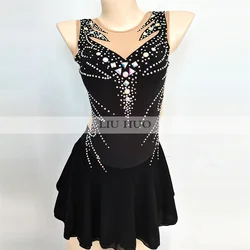 LIUHUO New Ice Dance Figure Skating Dress Women Adult Girl Teens Customize Costume Performance Competition Black Children Kids