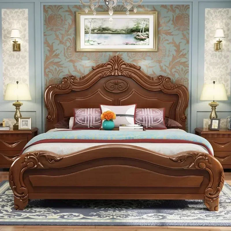 

A A Nordic Shelves Retro Double Bed Base Wrap Wood Sleeping Full Size Bed Frames Queen Storage master Camas De Casal Furniture