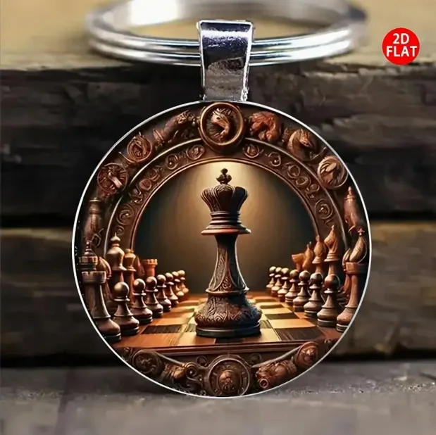 Cross Border New Retro Chess King and Queen Keychain