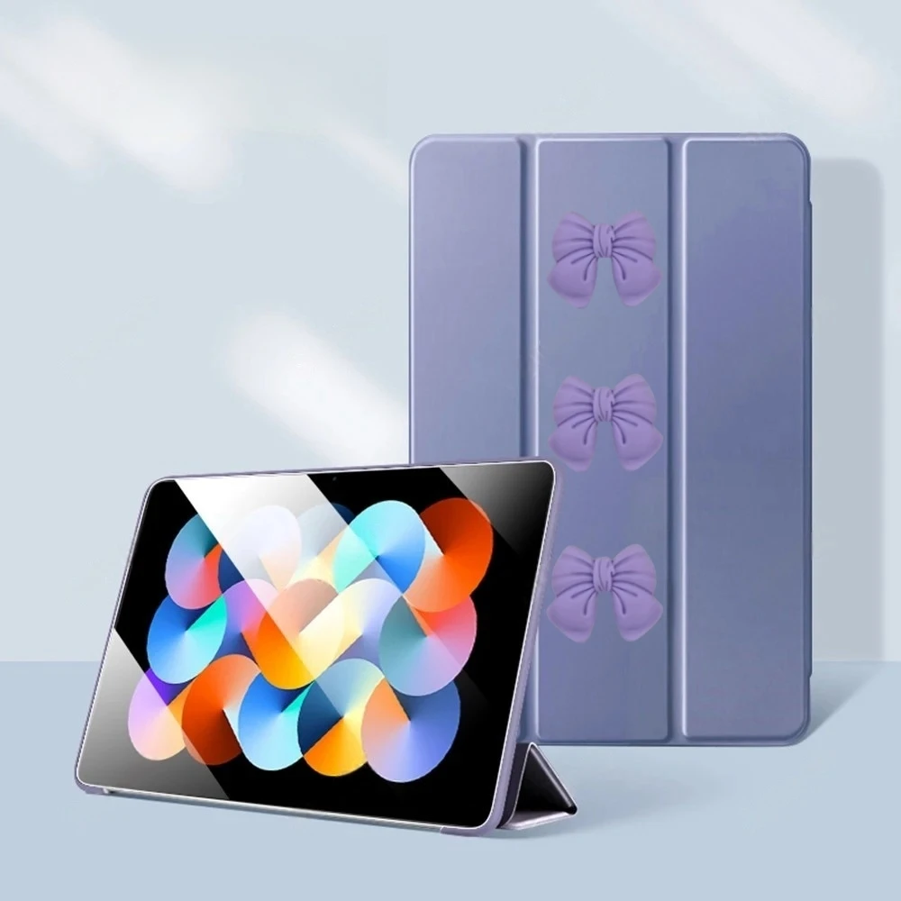 

Cover for iPad A16 11th 2025/iPad 10th Generation 2022 10.9'' DIY Bow Case TPU Trifold Stand Tablet Cases Auto Sleep/Wake up