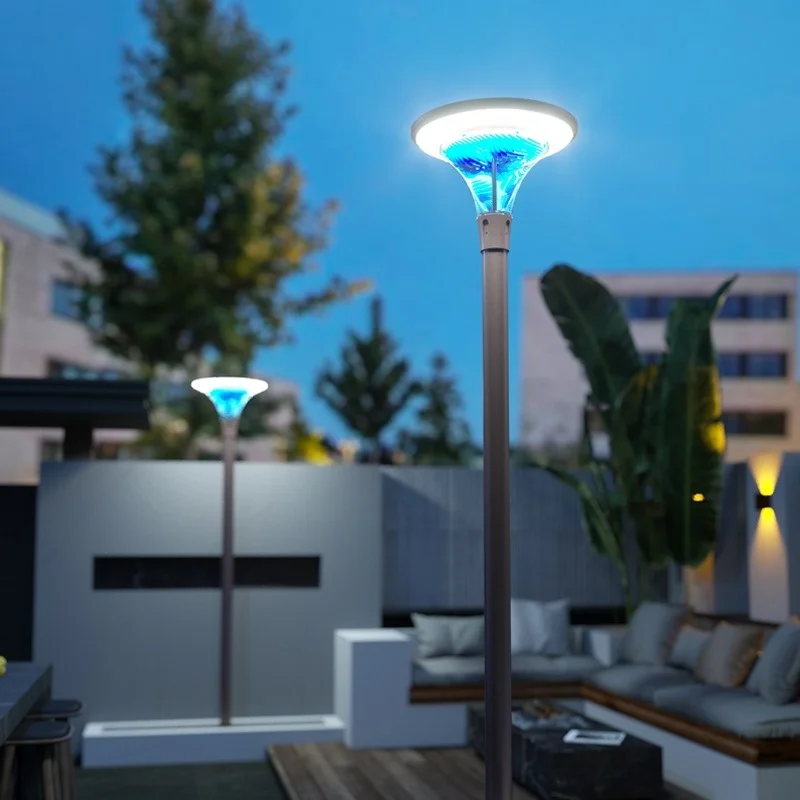 Lámpara de pie moderna, lámpara de patio, farola LED impermeable para exteriores, energía solar, escaleras descendentes, pasillo, techo