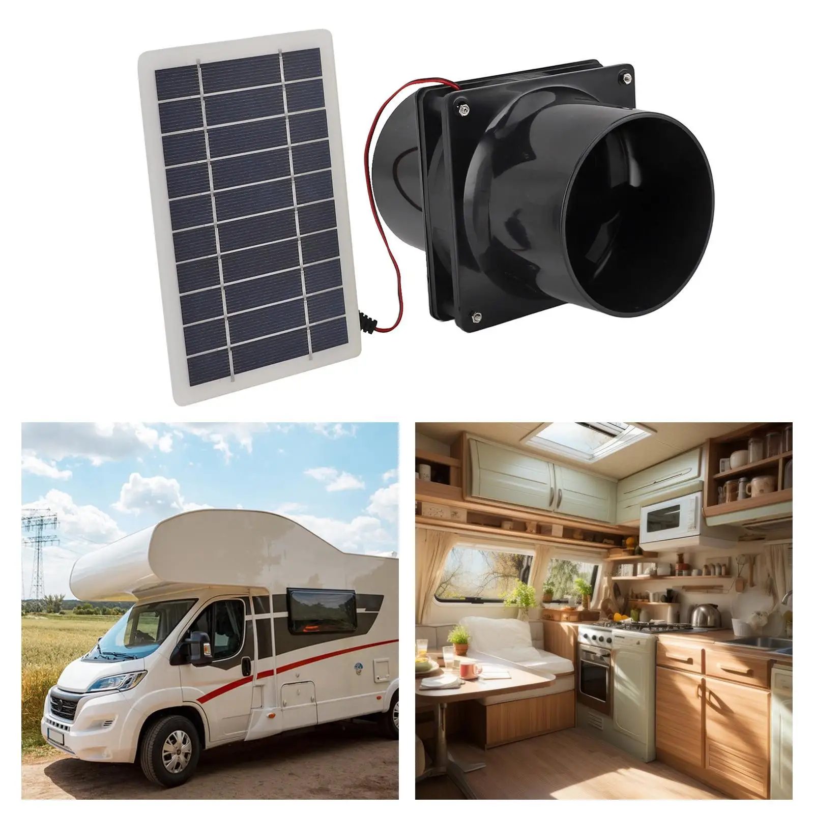 Solar Panel Powered Fan Ventilator Exhaust Fan Ventilation Equipment for Pets House Fishing Greenhouse Travel Outdoor Activities