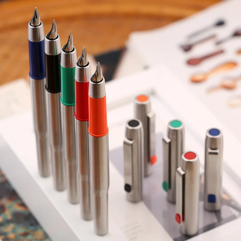 MAJOHN B25 Stainless Steel Fountain Pen&Ballpoint Pen,Creative Spades Ares Writing Durable Pen,Ink Absorber,Ink Bag Dual-use Pen