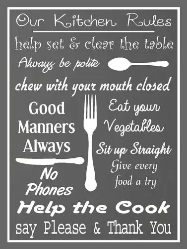 OUR KITCHEN RULES Retro Metal Tin Sign Poster Plaque Garage Wall Decor A4 sign