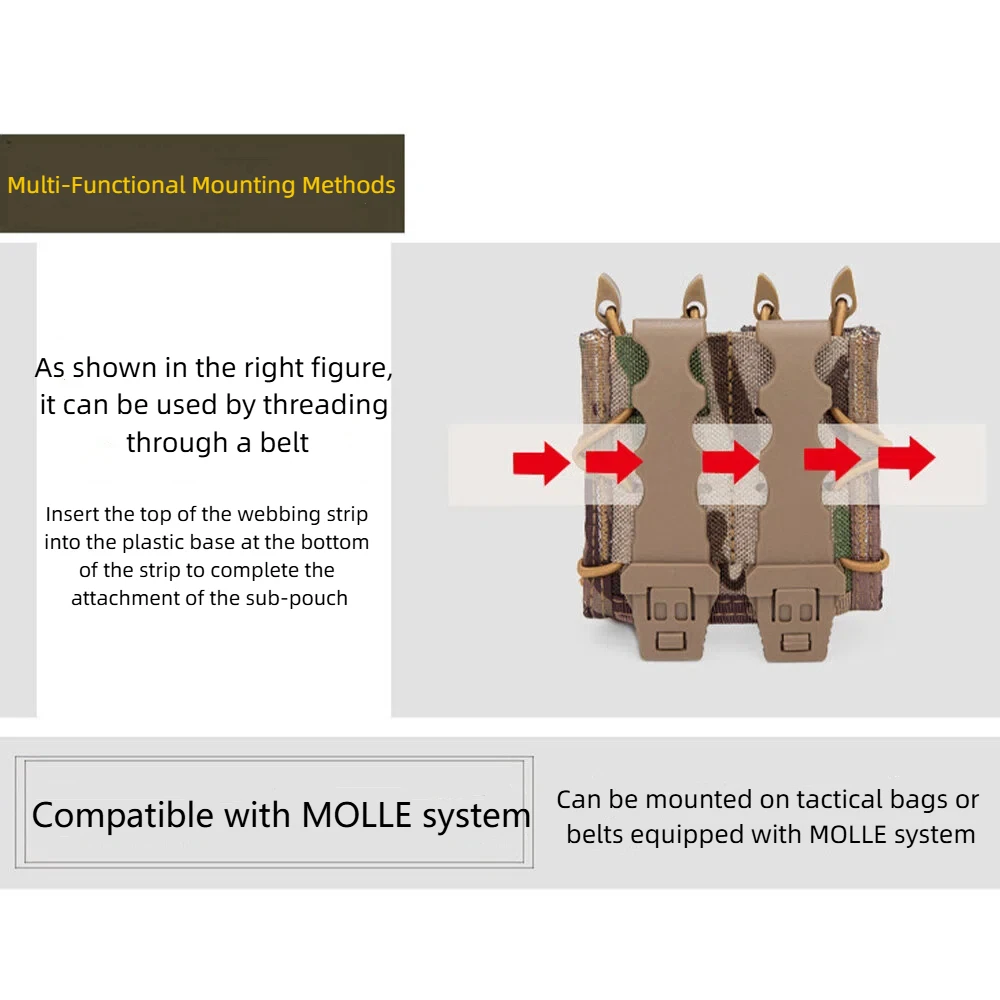 Neue 9mm Doppelmagazintasche für 9mm/.45 Pistolenmagazine, MOLLE Taktische Schnellverschluss-Magazintasche, Jagd- und Gewehrzubehör – Detail 5
