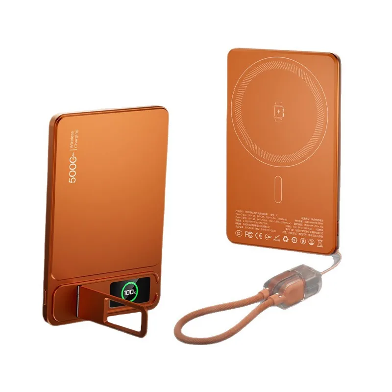3 In 1 Ultra-thin Magnetic Powerbank with TFT Color Display Screen 15W Wireless Power bank PD 20W Fast Charing External Battery