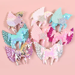 4pcs Unicorn Hair Clips for Girls Cute Wing Sequin Unicorn Hairpins Barrettes Clips Children Kids Girls Hair Accessories