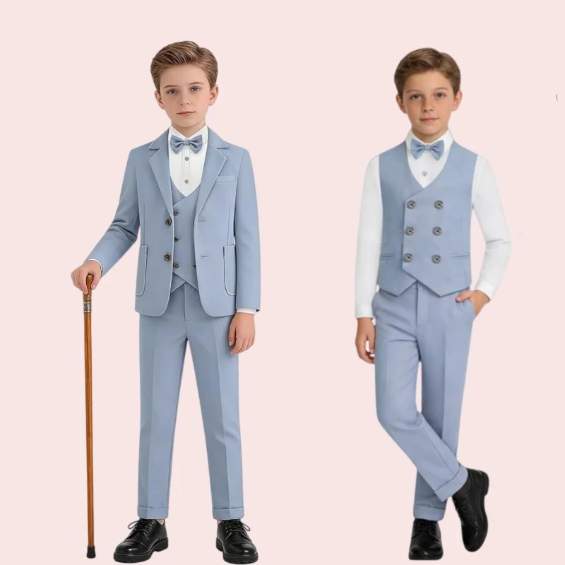 Boys' Formal Slim Fit Suit Set Boys Suit Dress Clothes Ring Bearer Outfit Children's Piano Host Speech Performance Costume