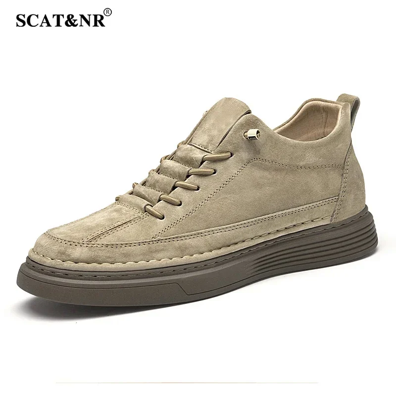 Designer's new men's leather casual shoes trend high top shoes versatile men's sports casual shoes work big size: 36-47