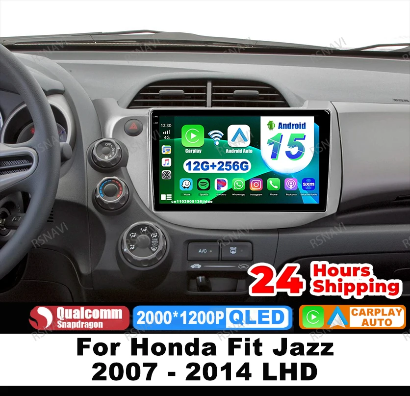

Car Radio Android 15 For Honda Fit Jazz 2007 - 2014 LHD QLED Stereo BT Qualcomm Head Unit DSP Multimedia 5G WIFI GPS DVD 4G LTE