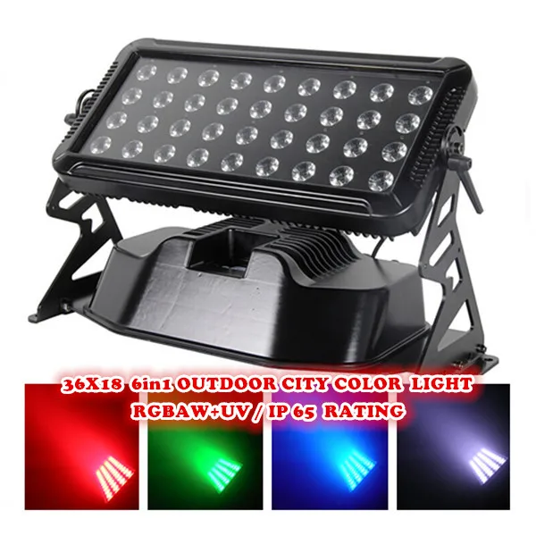 (1light+1flight case)Outdoor Building Wash Light 36X18W 6in1 RGBAW UV IP65 colorful city lighting stage projector