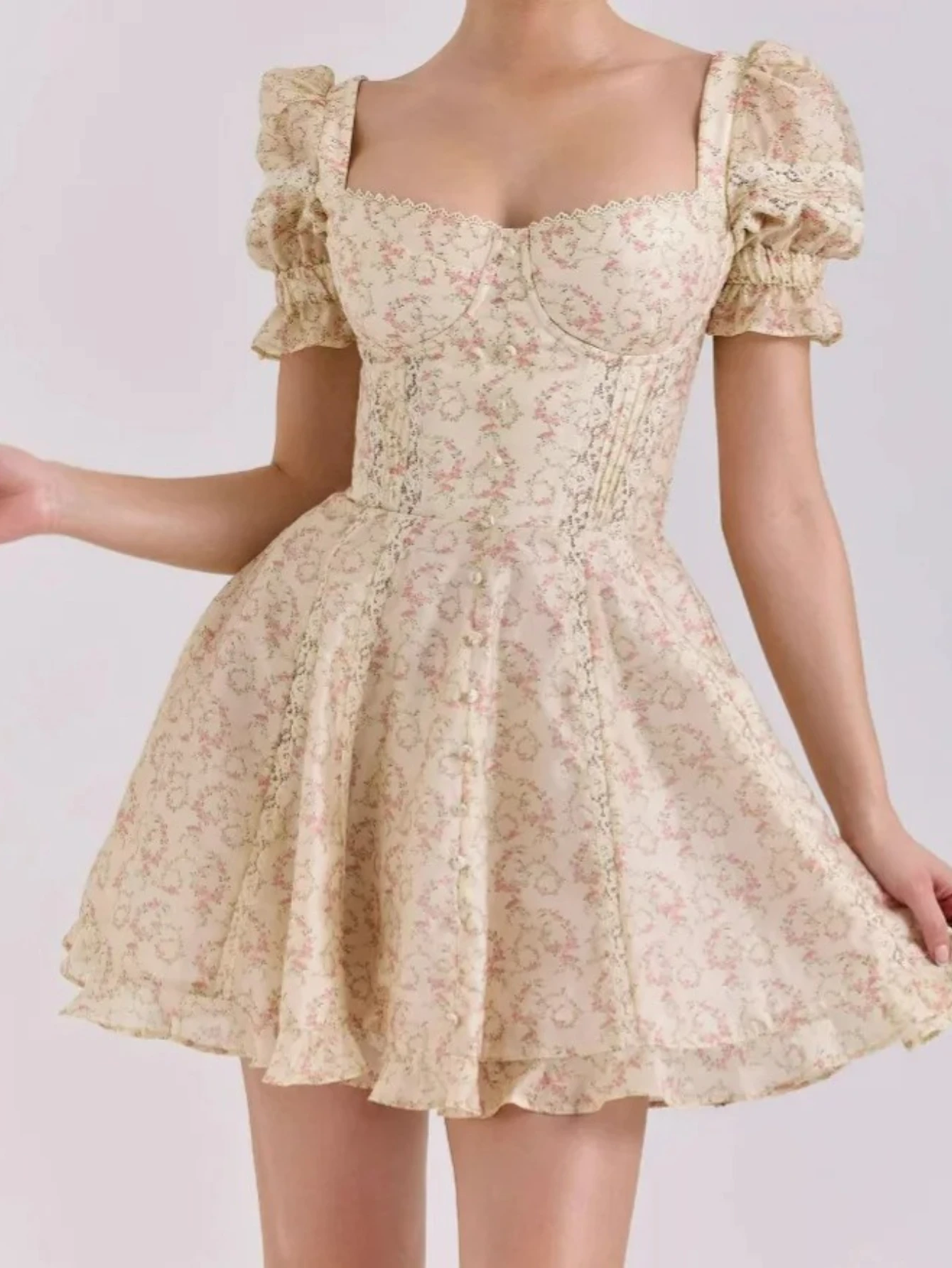 

Летнее платье с пышными рукавами, женское новое поступление, расклешенное винтажное платье для клубных вечеринок