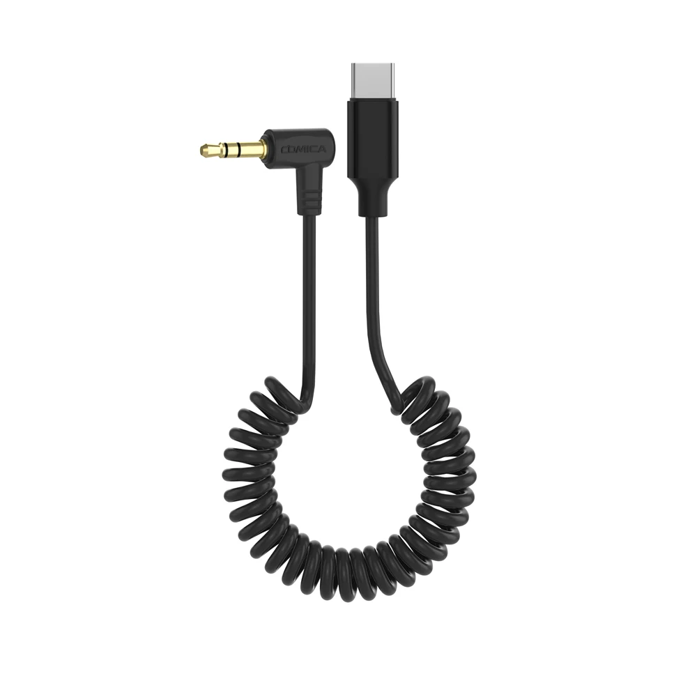 كابل إخراج الصوت Comica CVM-D-UC II 3.5 ملم TRS إلى USB-C 60 سم مع شريحة ADC، طرف مطلي بالذهب، مادة TPU لنظام Android
