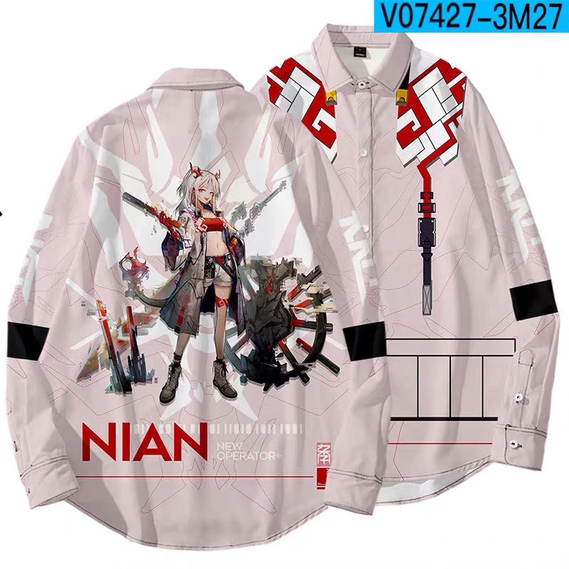 Arknights Anime Game 3d Polo Shirts Cosplay Men Women Turn-down Collar Button Tops Casual Sport Long Sleeve Tee Shirt Streetwear