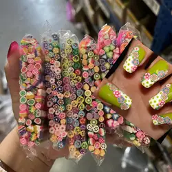 Mix 3D Fruit Flower Slices Nail Art Decoration Polymer Clay Designs Slices Sticker DIY Nail Charms Soft Clay Supplies Accessorie