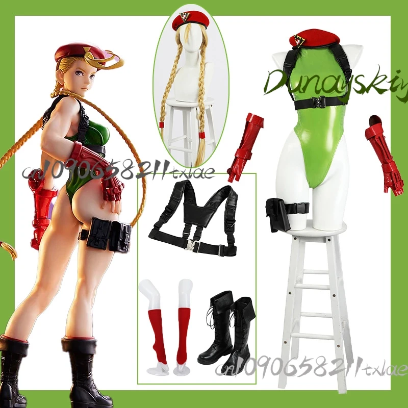 

Fighter V Cammy White Full Cosplay Costume Set Leotard Wig Gloves Boots Suspenders Game Accurate Outfit Halloween/Conventions