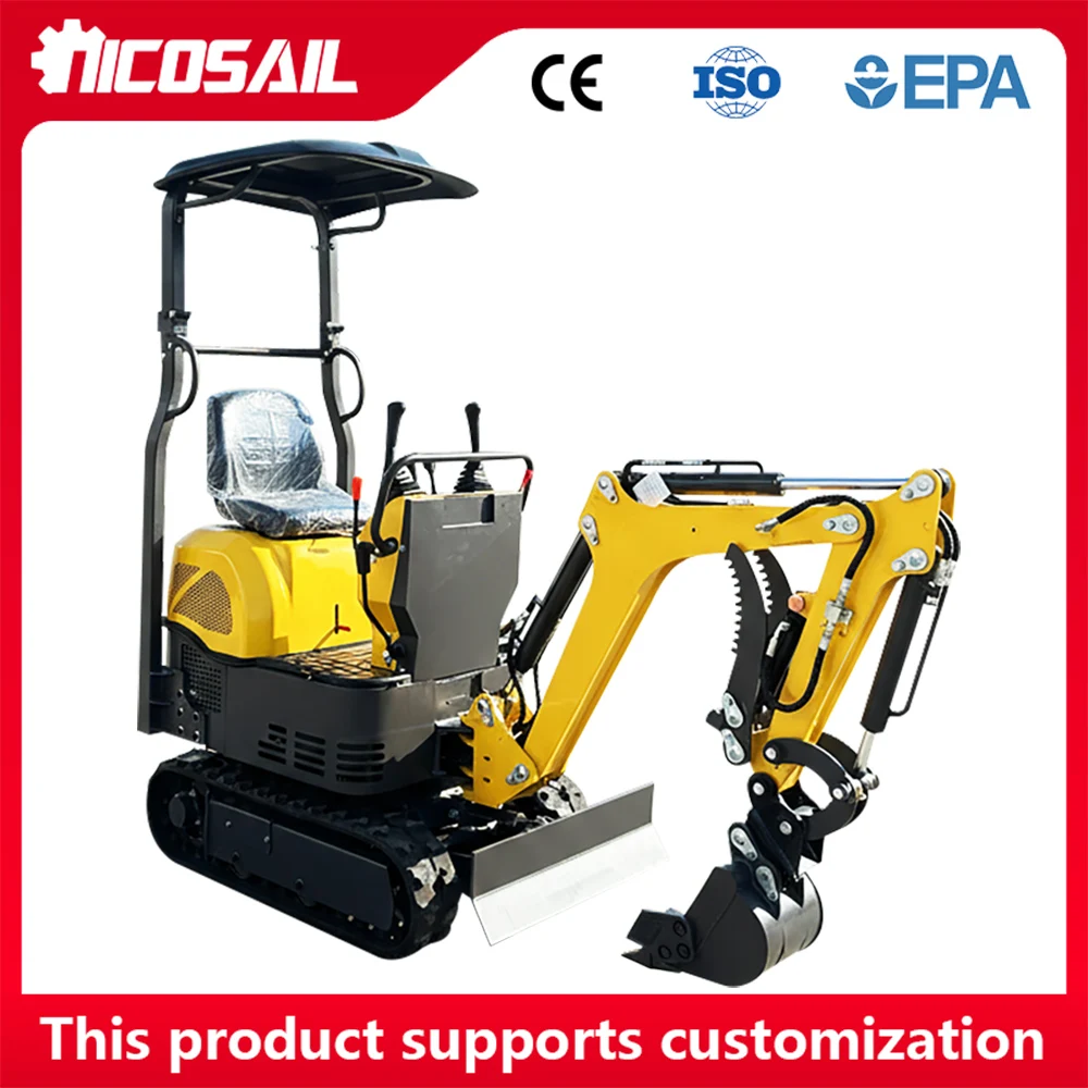 

Мини-экскаватор 0.6Т для ландшафтных работ, компактный гидравлический экскаватор с грейфером для легкой землеройной операции