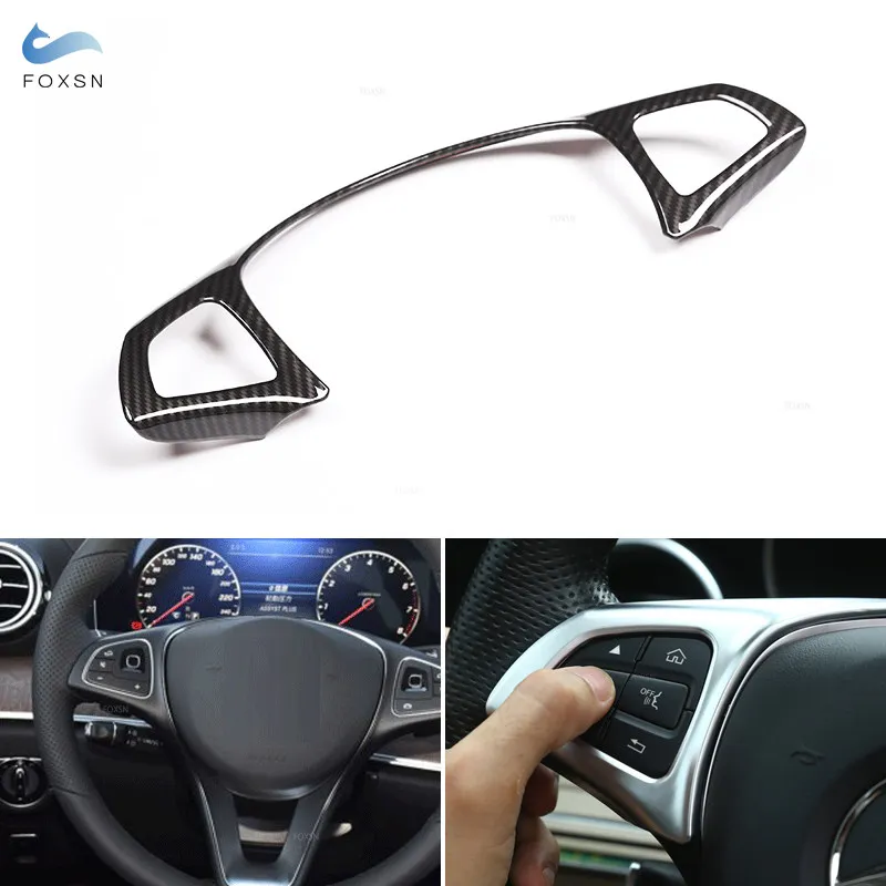 

ABS углеродное волокно стиль/серебристый Стайлинг автомобильная рамка рулевого колеса накладка для Mercedes Benz C E GLC CLA Class W205 W213 X253