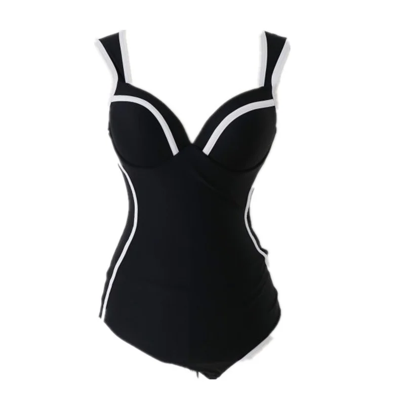 2023 new one-piece swimsuit women Korean temperament black and white hot spring swimwear