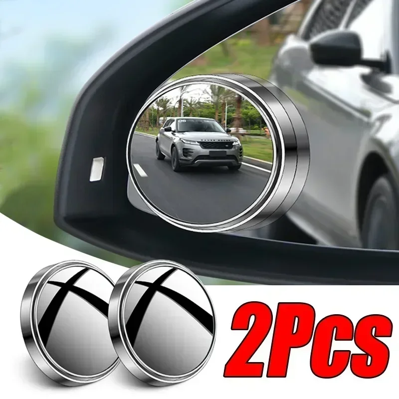 2Pcs 360 Degree Adjustable Blind Spot Mirror Car Auxiliary Rearview Convex Mirror Round Frame Wide Angle Mirrors for Car Reverse