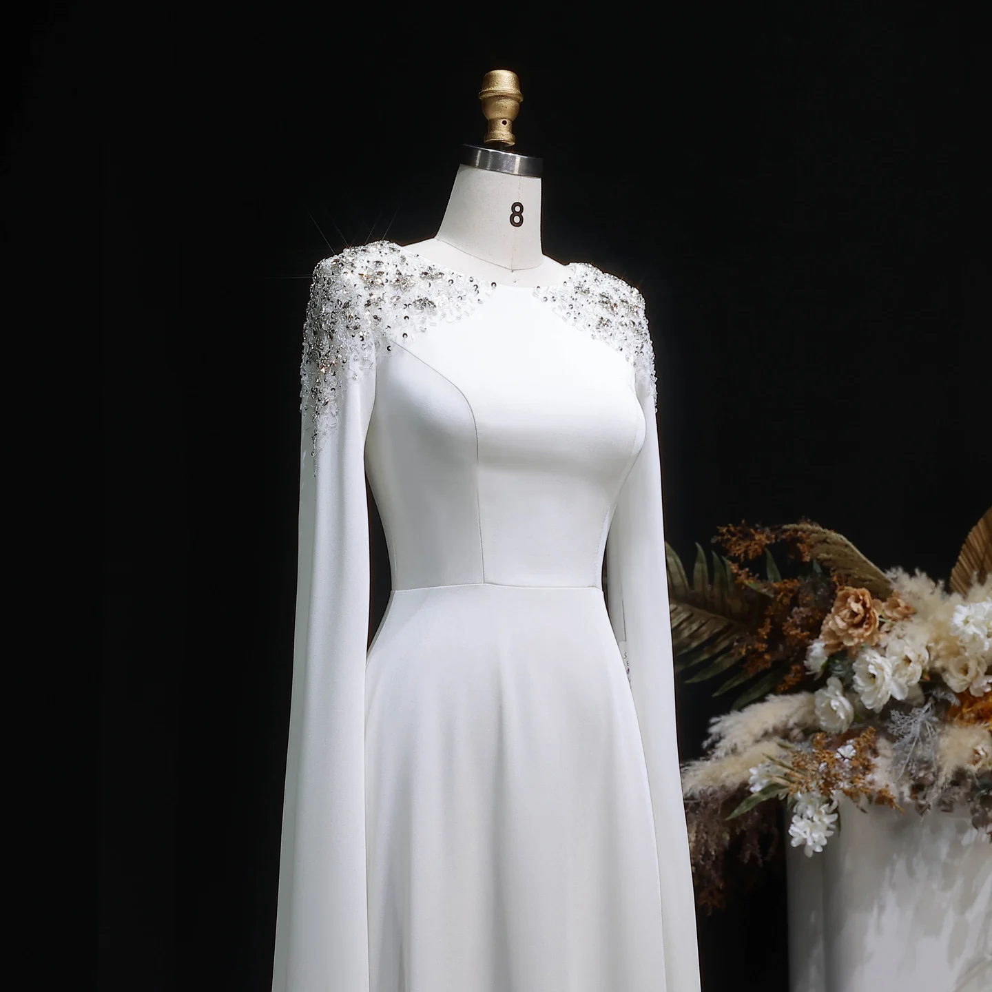 Sharon Said Elegantes Weißes Meerjungfrauenkleid Dubai Abendkleid Damen Hochzeitsfeier Umhangärmel Muslimische Formelle Kleider SF280 Maßanfertigung – Detail 28