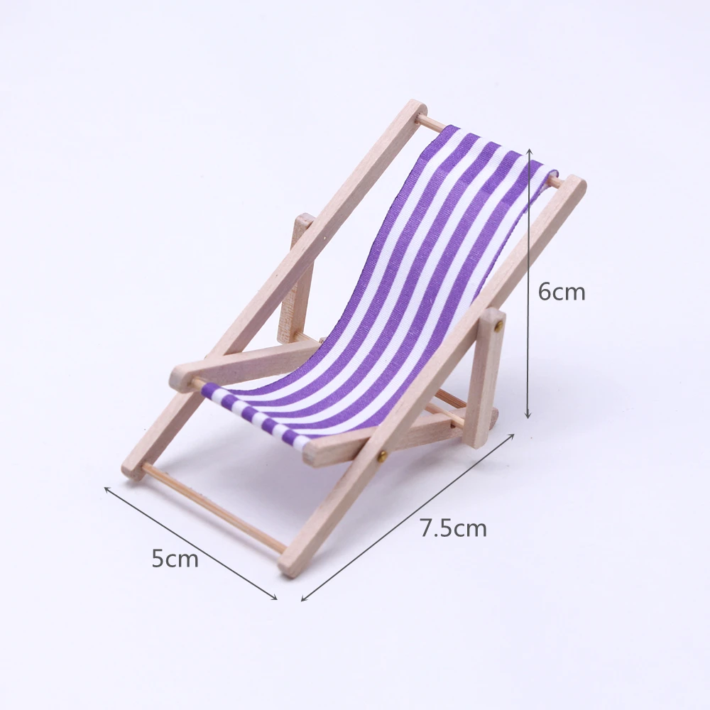 Chaise de plage en bois l\'inventaire, 10 couleurs, maison de courses, articles miniatures, modèle de mini meubles, chaise inclinable d\'extérieur,