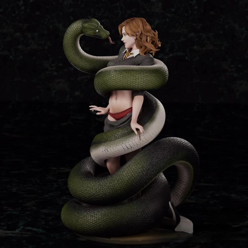 Figura in resina in scala 1/24 Ragazza magica e serpente Kit modello assemblato Statua Giocattolo di stampa 3D smontato e non verniciato