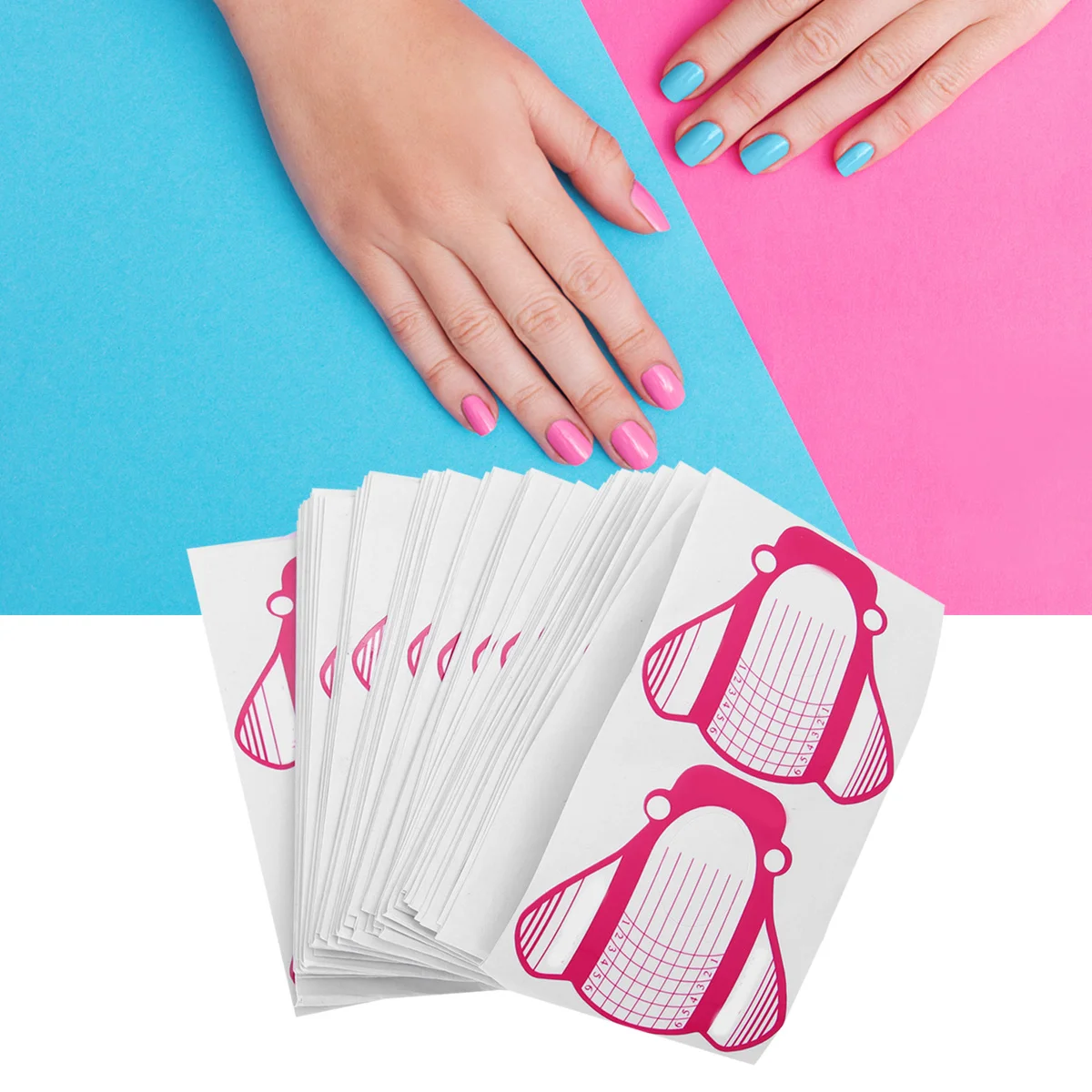 สติ๊กเกอร์ติดเล็บปลอมลายเกือกม้า 200 ชิ้น สำหรับช่างทำเล็บและผู้ฝึกสอน ติดง่าย ลอกออกง่าย