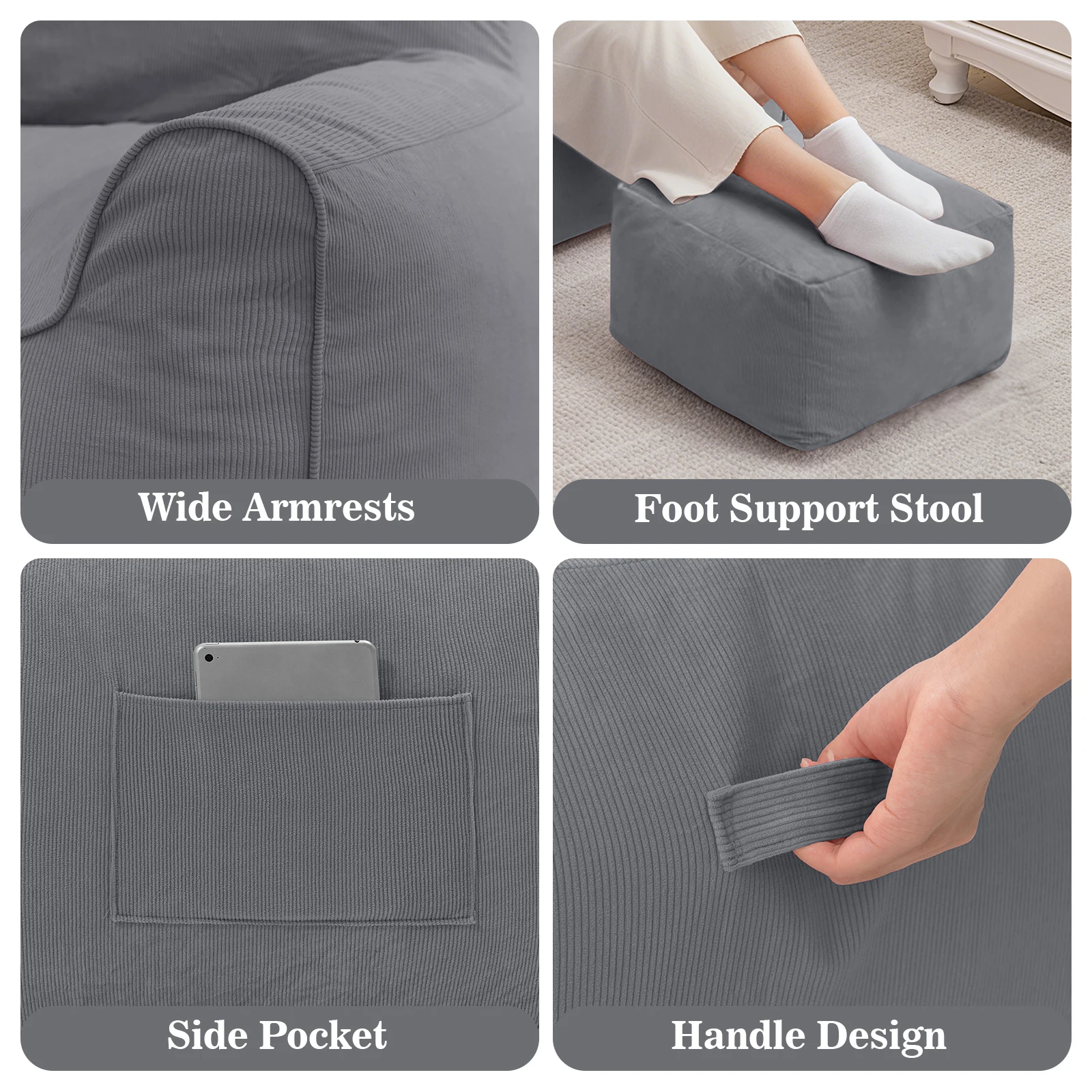 Factory Direct 2026 Bean Bag Chairs with Square Stuffed Pouf Ottoman Cat Shaped Comfy Bean Bag Sofa for Adults Large Reading