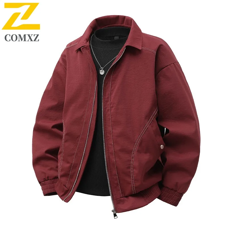 COMXZ 2025 Mens Square Collar American Vintage Workwear Jacket