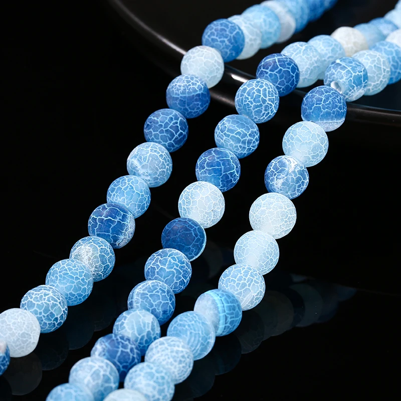 Wholesale Natural Stone Lake Blue Weathered Agate Bead Round Loose Spacer 4 6 8 10mm For Jewelry Making Diy Necklace Bracelet